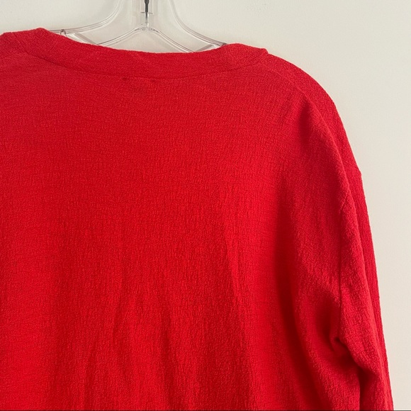 J. CREW Faux Wrap Textured Crepe Blouse Top Red Medium M - Picture 15 of 15